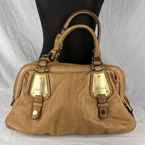 B Makowsky Womens Top Handle Shoulder Bag Purse Brown Croc Embossed Leather